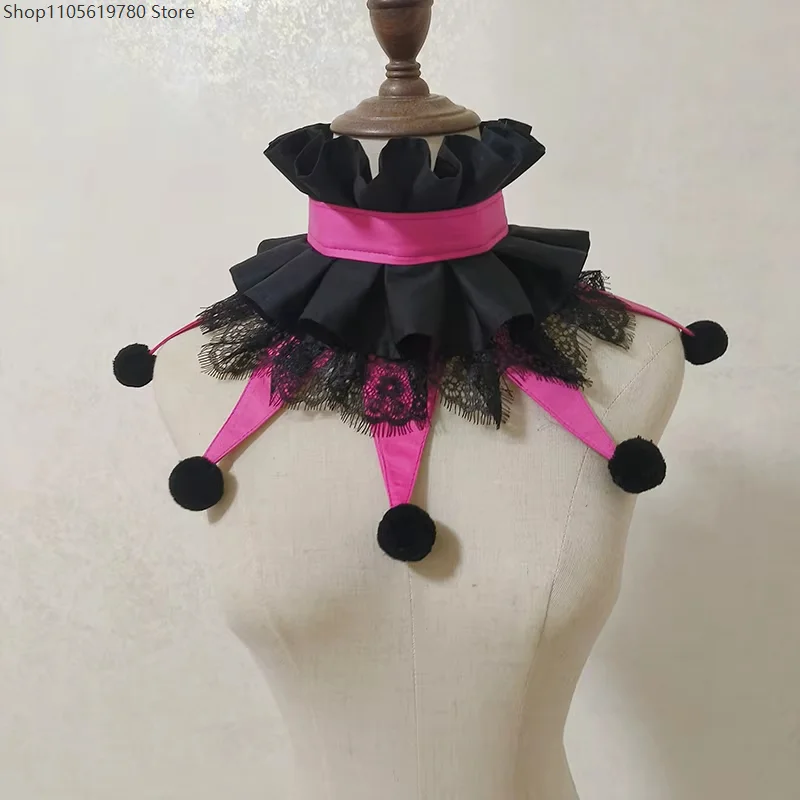 Colorful Clowns Choker Cute Fairy Tale Style Clown Collar Cos Stage Clown Ruff Medieval Victorian Halloween Dress Up Cosplay