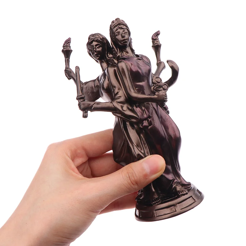 Veronese 디자인 Hecate 그리스 삼중 여신 마법 동상 콜드 캐스트 수지 골동품 청동 마감 달 여신 조각