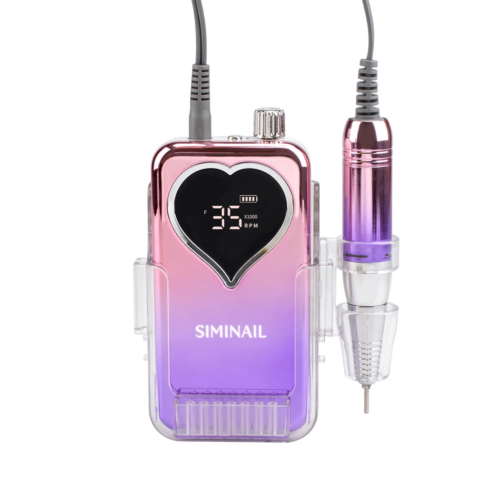 Portable Siminail Professional Nail Drill Machine 35000RPM Electric Nail Efile Cordless Gel Polisher Wireless with Base