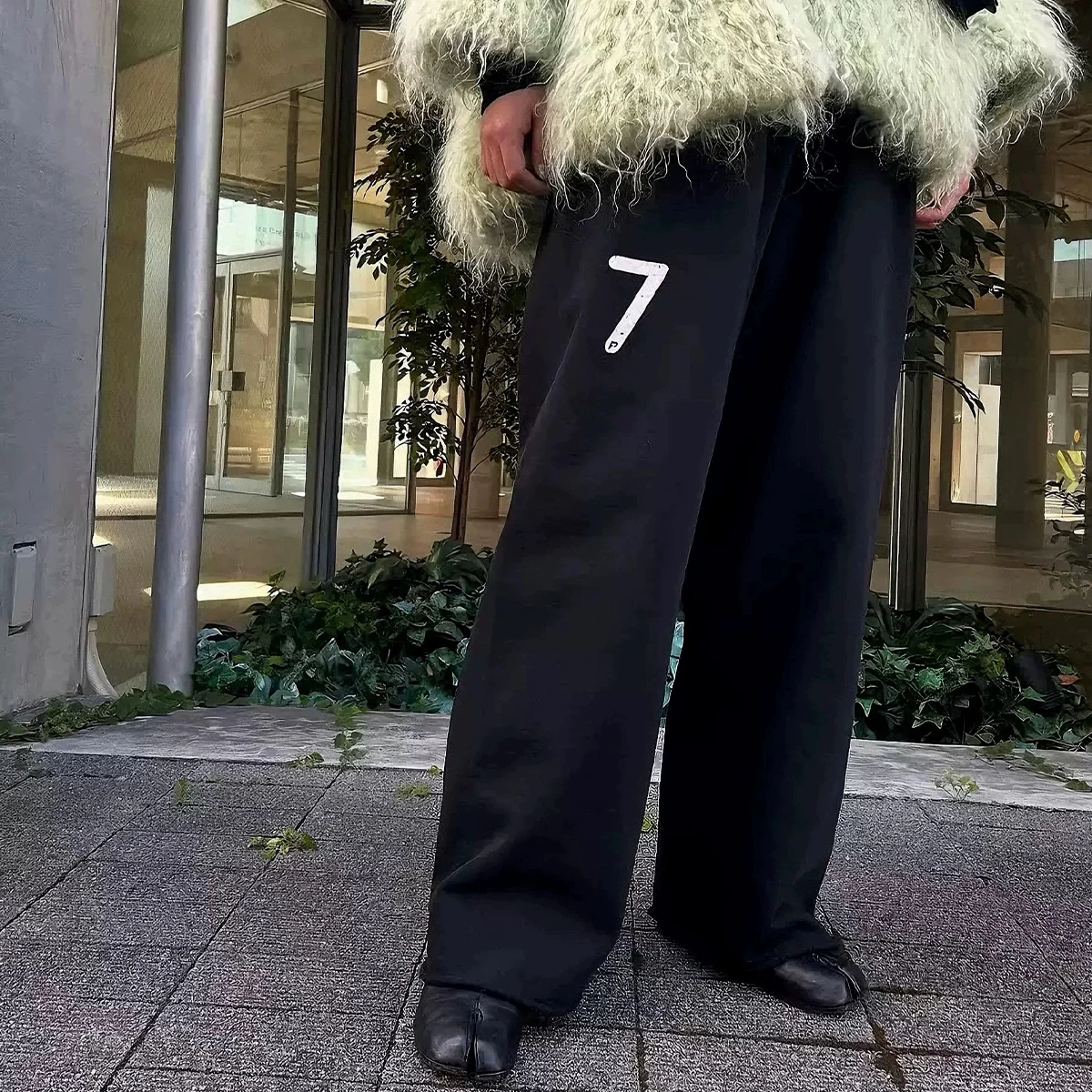 

NIGO Men's Fall And Winter Black Print Casual Straight Pants High Street Trend Retro Sports Sweatpants #NGTOP12175