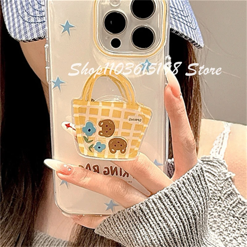 

Корейская мультяшная милая сумка с зыбучим песком, кронштейн Griptok для iPhone 16, универсальные аксессуары для телефонов Samsung, держатель для телефона, ручка, подставка Tok