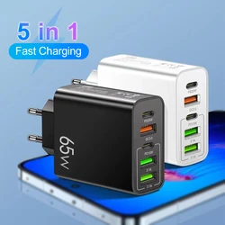 Quick Charge 3.0 20W PD 3.1A USB Type C Charger 5 Port Phone Charger Adapter For iPhone 11 13 14 Pro Max Samsung Xiaomi Huawei