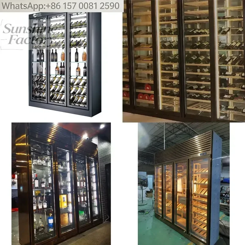 Electric 3 Glass Door Single-Temperature Digital Control Wine Fridge Beer Display Cabinet Automatic Defrost Wine
