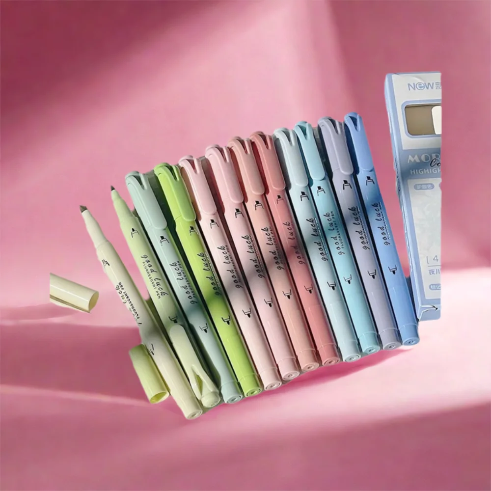 

4Colors/Set Double Head Fluorescent Pen Gradient Color Stationery Highlighter Learning Prize Line Color Marker Pen Student Gift
