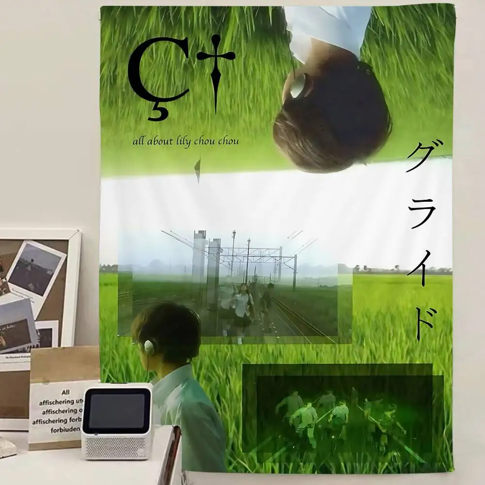Movie A-All About Lily Chou-Chou Anime Tapestry Hippie Flower Wall Carpets Dorm Decor Wall Hanging Home Decor