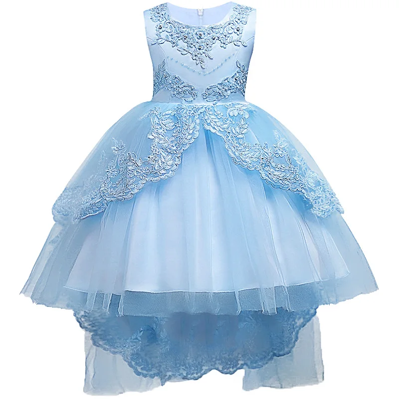 Vestido blanco Formal de princesa elegante de tul para boda, vestidos Vintage con cuentas para niñas, vestido de malla para fiesta de cumpleaños y graduación