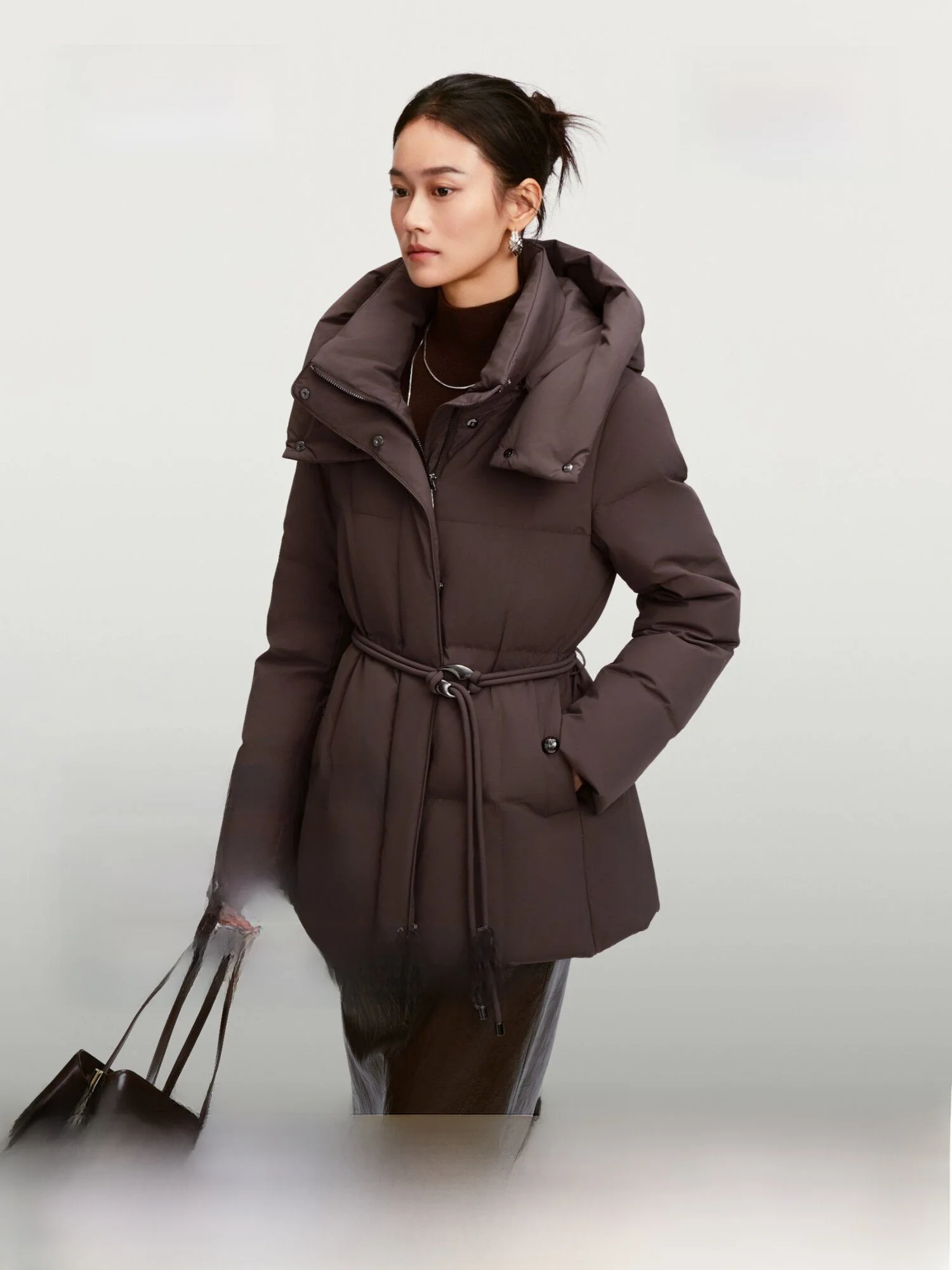 

Bosideng Winter New Sle Women's down Jaet 90 Goose down Slimming Busin Sle Belted Stand Collar Warm Thiened Long S...