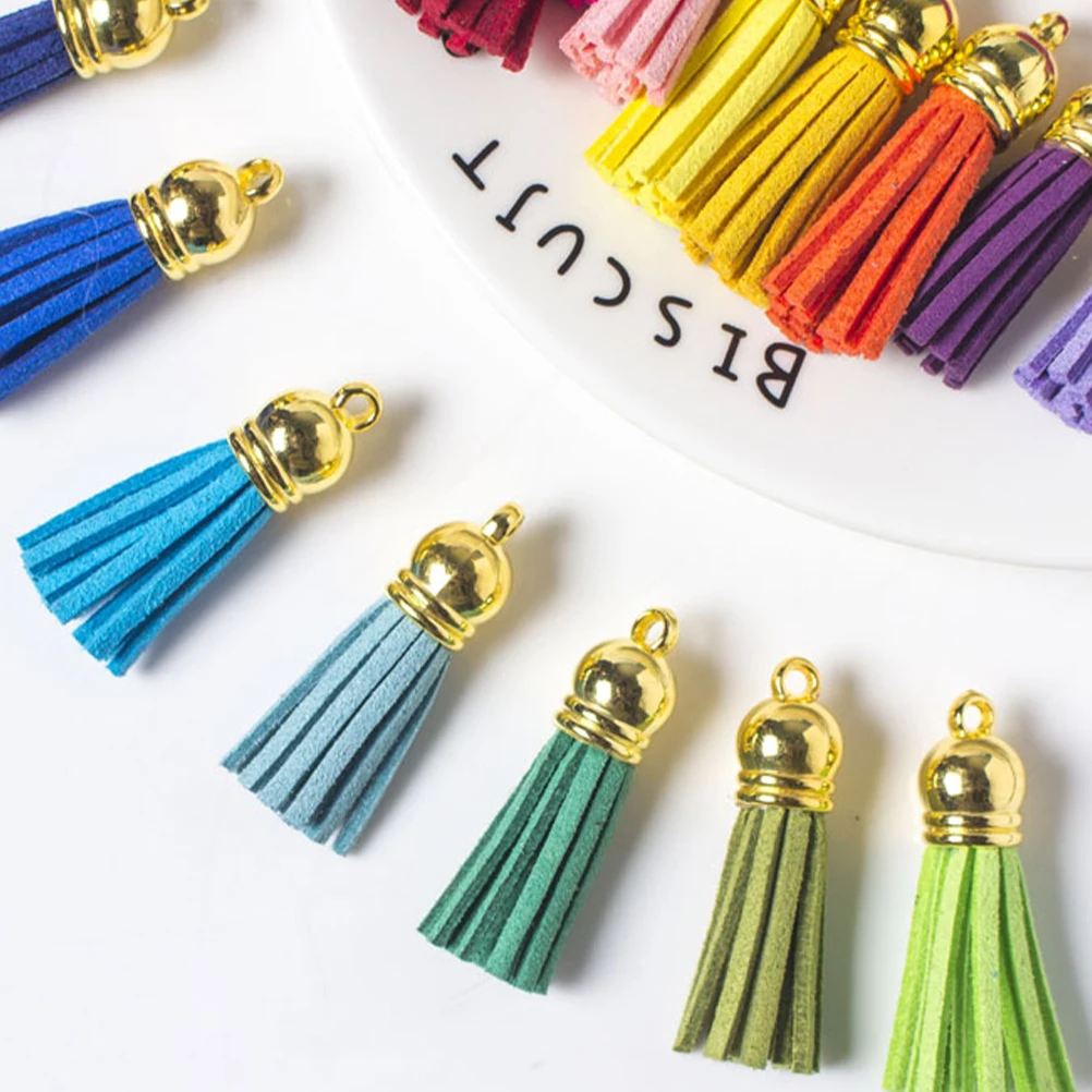 

DIY Tassel Pendant Key Ring Accessories 50 Sets Jewelry Chain Keychain Tassel Pendants Bookmarks Metal Key Rings Durable