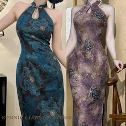 New Chinese Style Qipao Women Off Shoulder Cheongsams Sexy Improved Chinese Dress Long Female Vestidos Vintage Classic Dresses