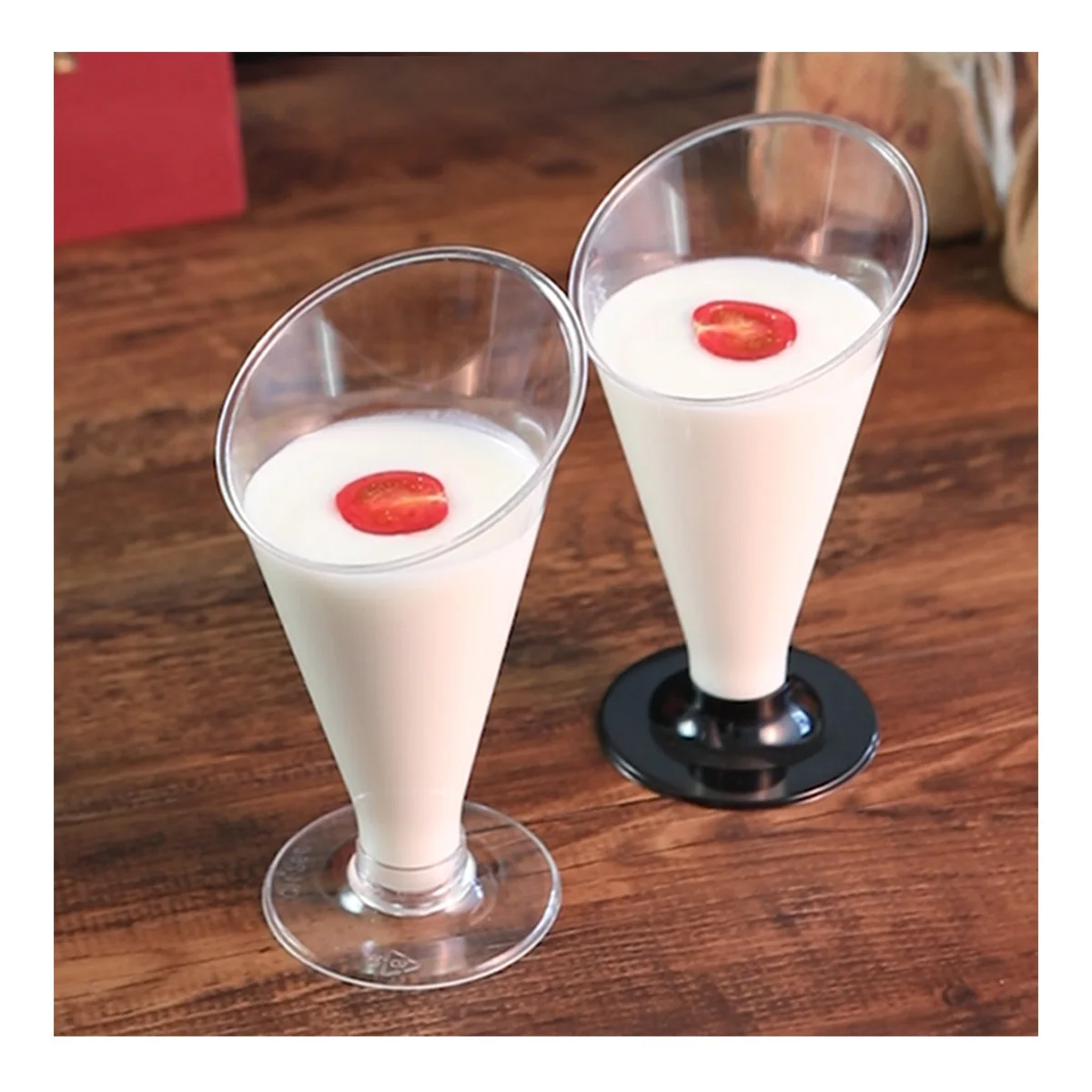 

10pcs 160Ml Pudding Cups Dessert Tableware Set For Tiramisu Mousse Jelly Ice Cream Serving Mini Cups Black Base Style Party