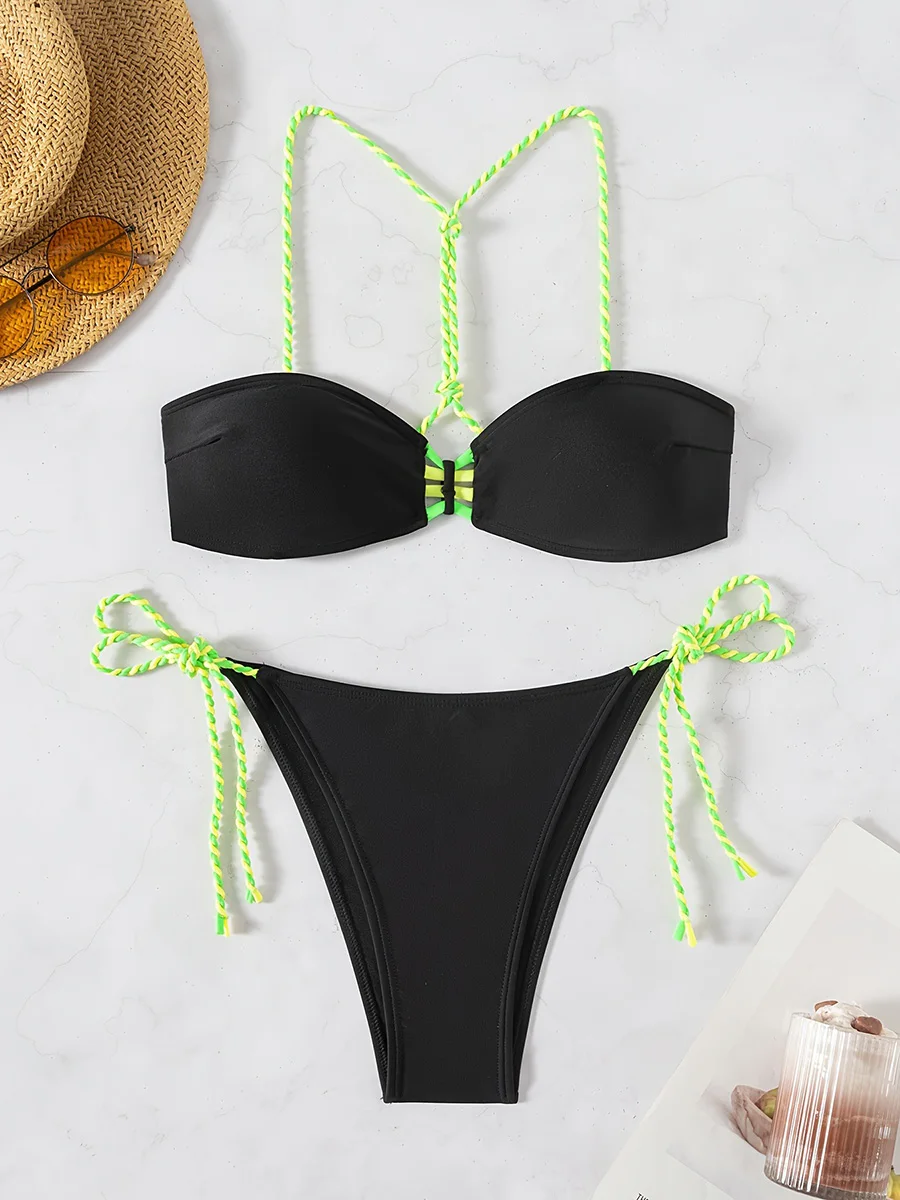 

Sexy Bikinis 2026 Sexy Swimsuit Women Swimwear String Bandage Bikini Brazilian Solid Biquini Bathing Suit Beachwear Female