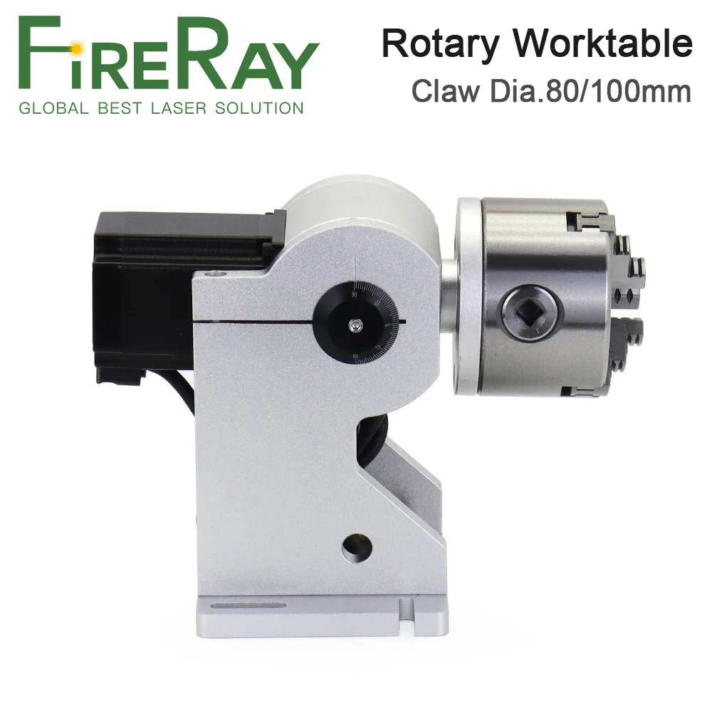 Fireray Rotary Worktable Chuck Diameter 80mm 100mm Rotary Attachment with Driver DM542 3500r/min for Fiber Laser Marking Machine