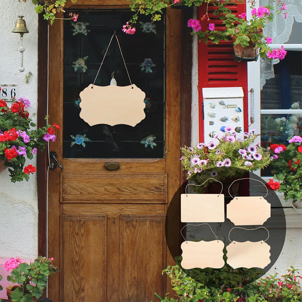 

8Pcs Unfinished Wooden Blank Plaques Hanging Wood Signs DIY Craft Supplies for Home Cafe Shop Wood Plaque DIY Wooden Pieces