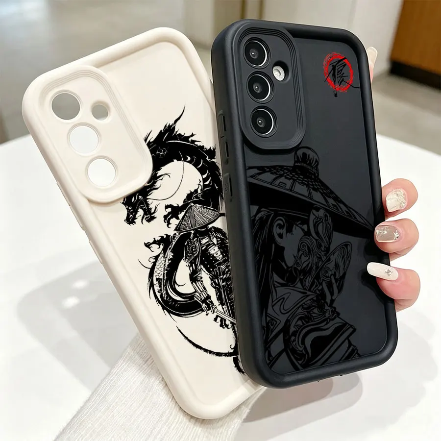 Japanese Ronin Warrior Ink Samurai Case For Samsung Galaxy S26 S25 S24 S23 S22 Ultra FE Plus A06 A07 A16 A17 A26 A36 A55 A56 A57