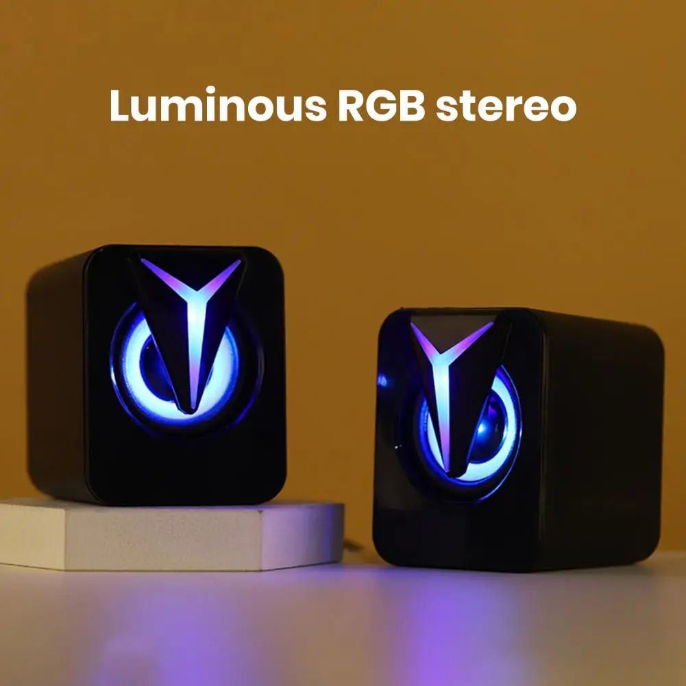 Speaker Desktop portabel, Speaker Usb Mini portabel dengan lampu Rgb untuk komputer Laptop kotak suara Surround Virtual untuk Desktop