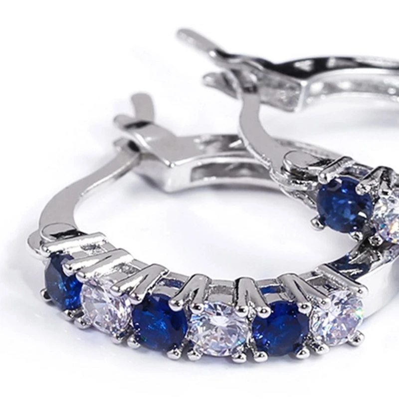 ZB91 Classy Blue and Hoop Earrings All-match for Daily Wear