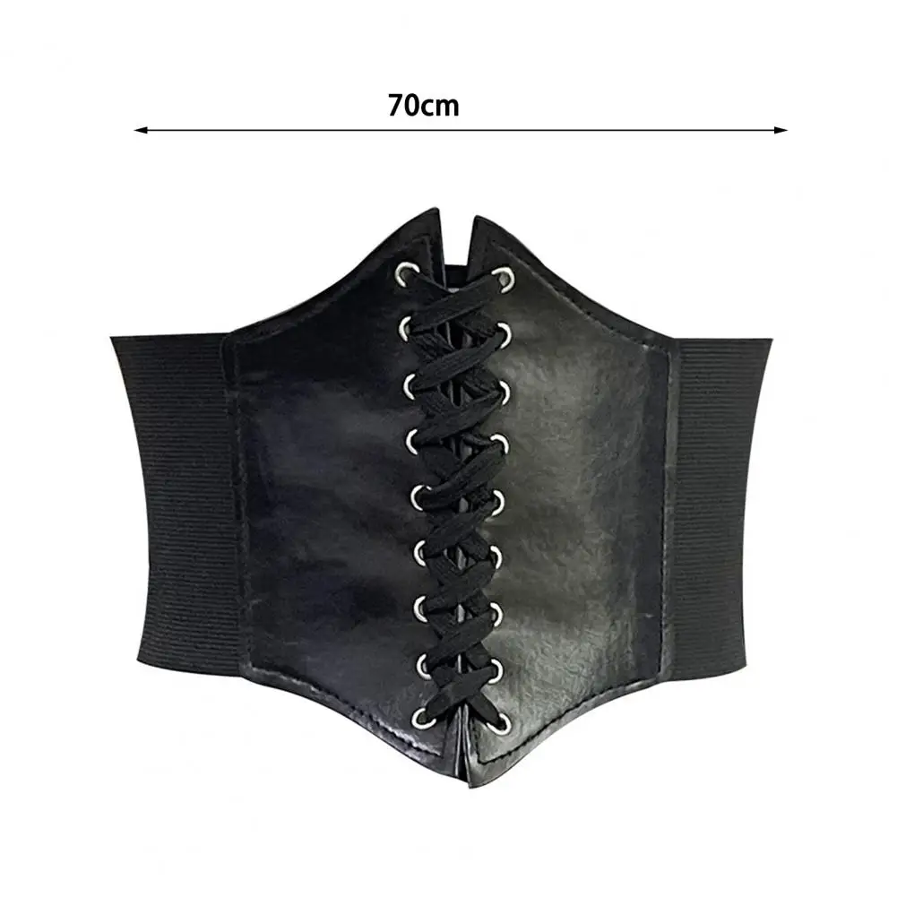 

Popular Shirt Corset Back Fastener Tape Wide Corset Stretchy Faux Leather Lace-up Wide Belt Decorative