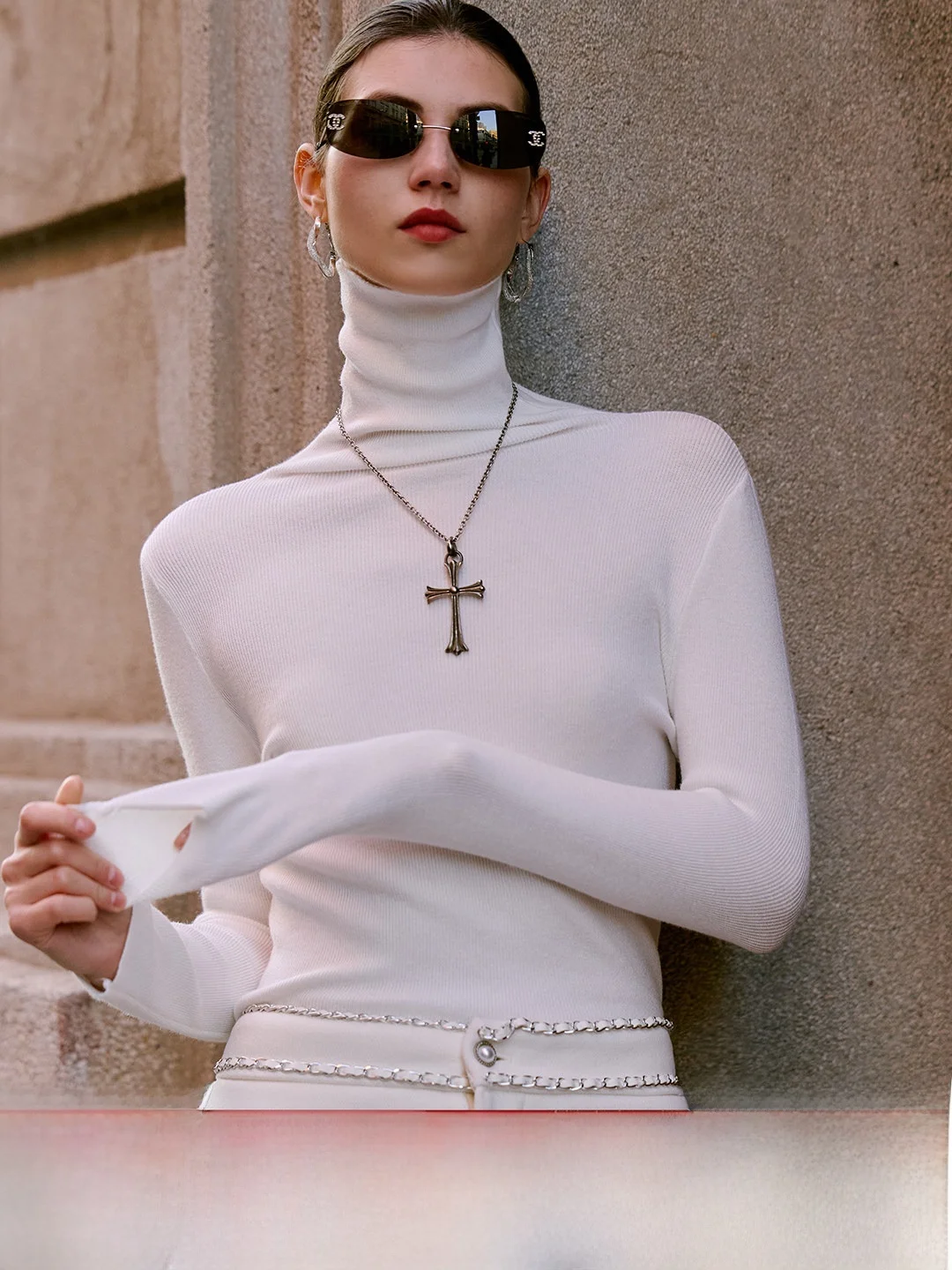 

Luna7xi Women's High Ne Long Sve Sl Knitted Top Skin-friendly Soft Base Layer irt Inner Wear Casual Commute Sle