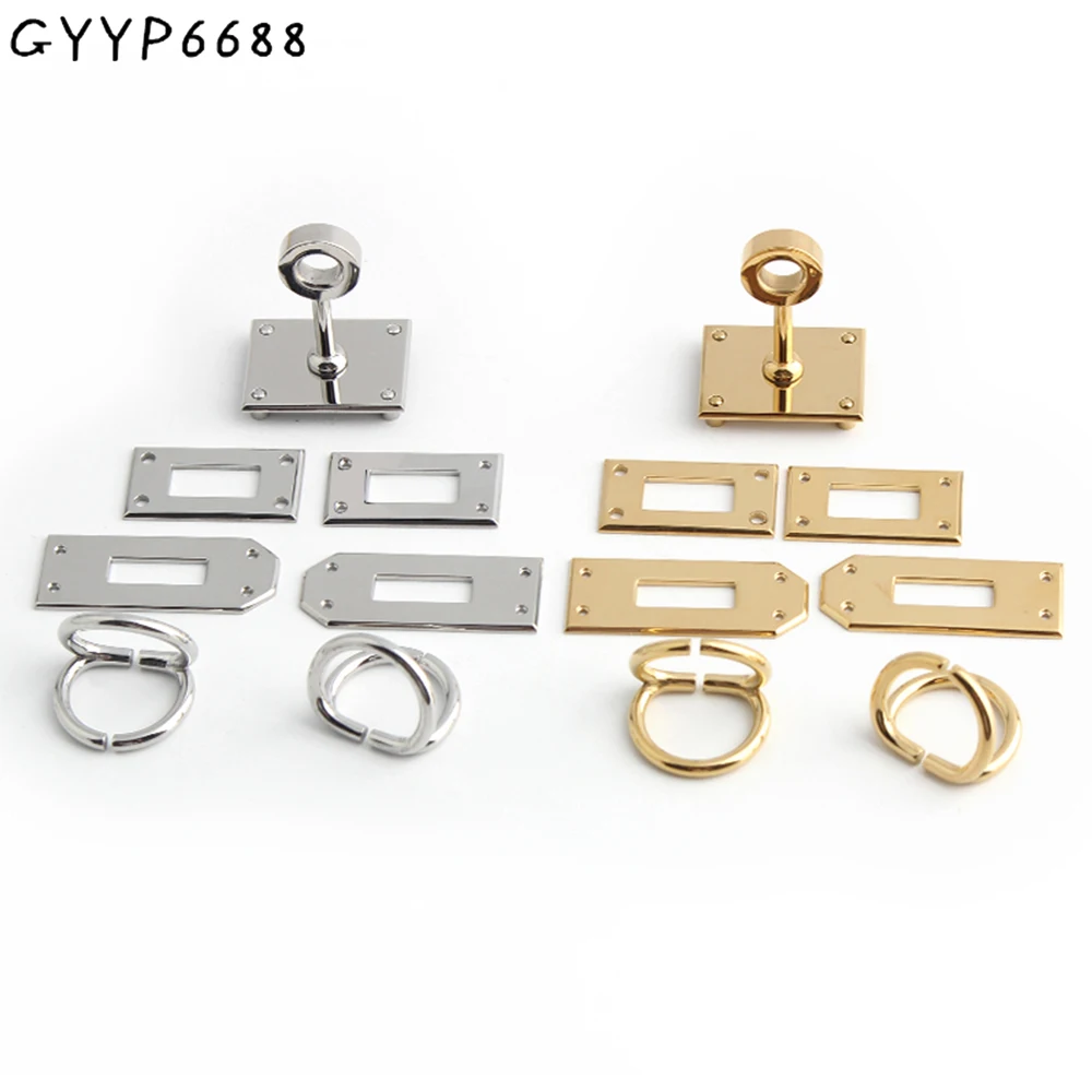 1/5Sets Stainless Steel Metal Rectangle Hanger Clasp Locks For DIY Craft Handbags Purse Bags Belt Buckles Hardware Accessories