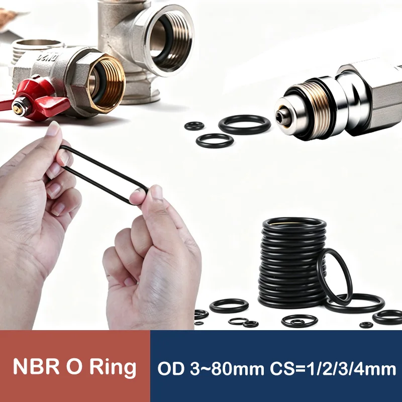 NBR O Ring Seal Gasket Thickness OD 3~80mm CS 1 2 3 4mm Nitrile Butadiene Rubber Spacer Oil Resistance Washer Round Shape 50pcs