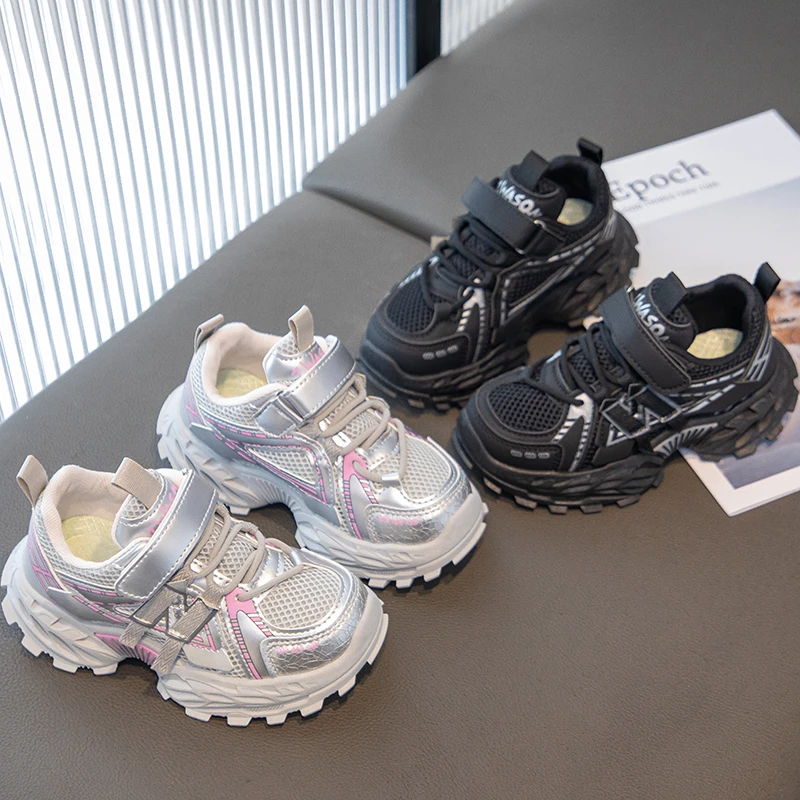 

Обувь для девочек 2025 г., новая осенне-зимняя детская легкая и мягкая спортивная обувь с сеткой, модная универсальная обувь