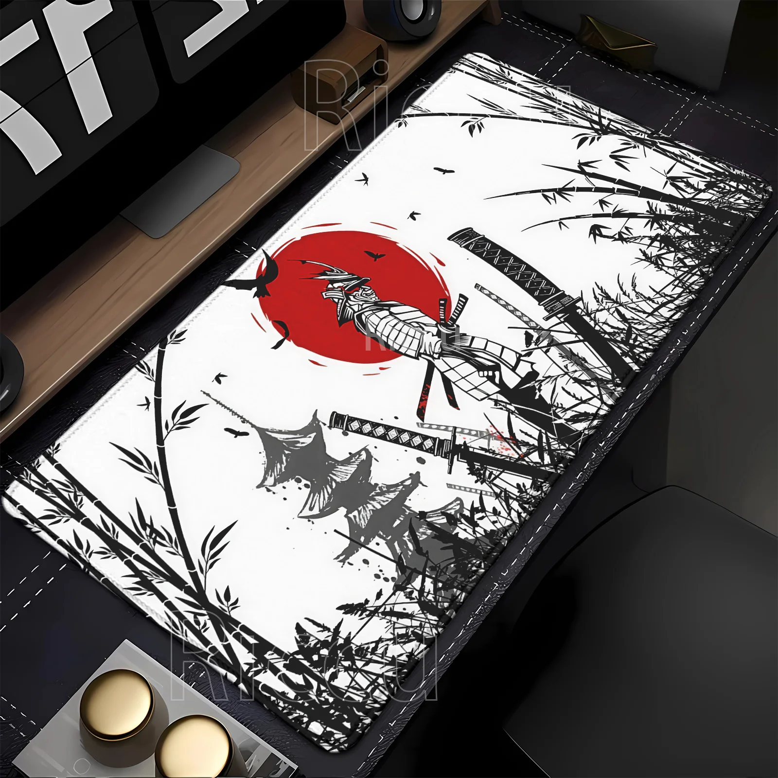 

Коврик для мыши Samurai Warrior, геймерский компьютерный офисный аксессуар, клавиатура, нескользящий коврик для мыши, игровой ноутбук, HD-печать, оверлок, настольный коврик