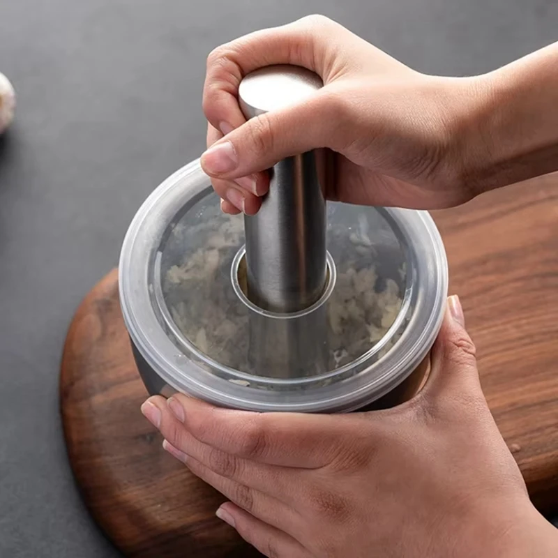 304 Stainless Steel Garlic Pounder Stone Mortar Garlic Mortar Mashing Jar Household Kitchen Mashing Mortar-AD23