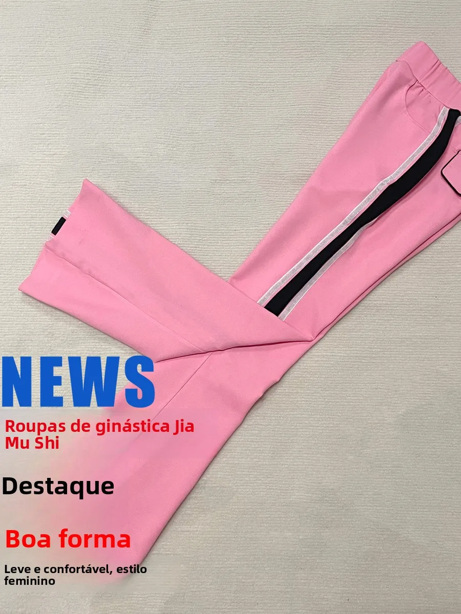 jiamusi-fitness-new-style-black-and-pink-pants-roman-cotton-summer-set-short-sleeve-sports-wear-high-waist-long-pants-for-women