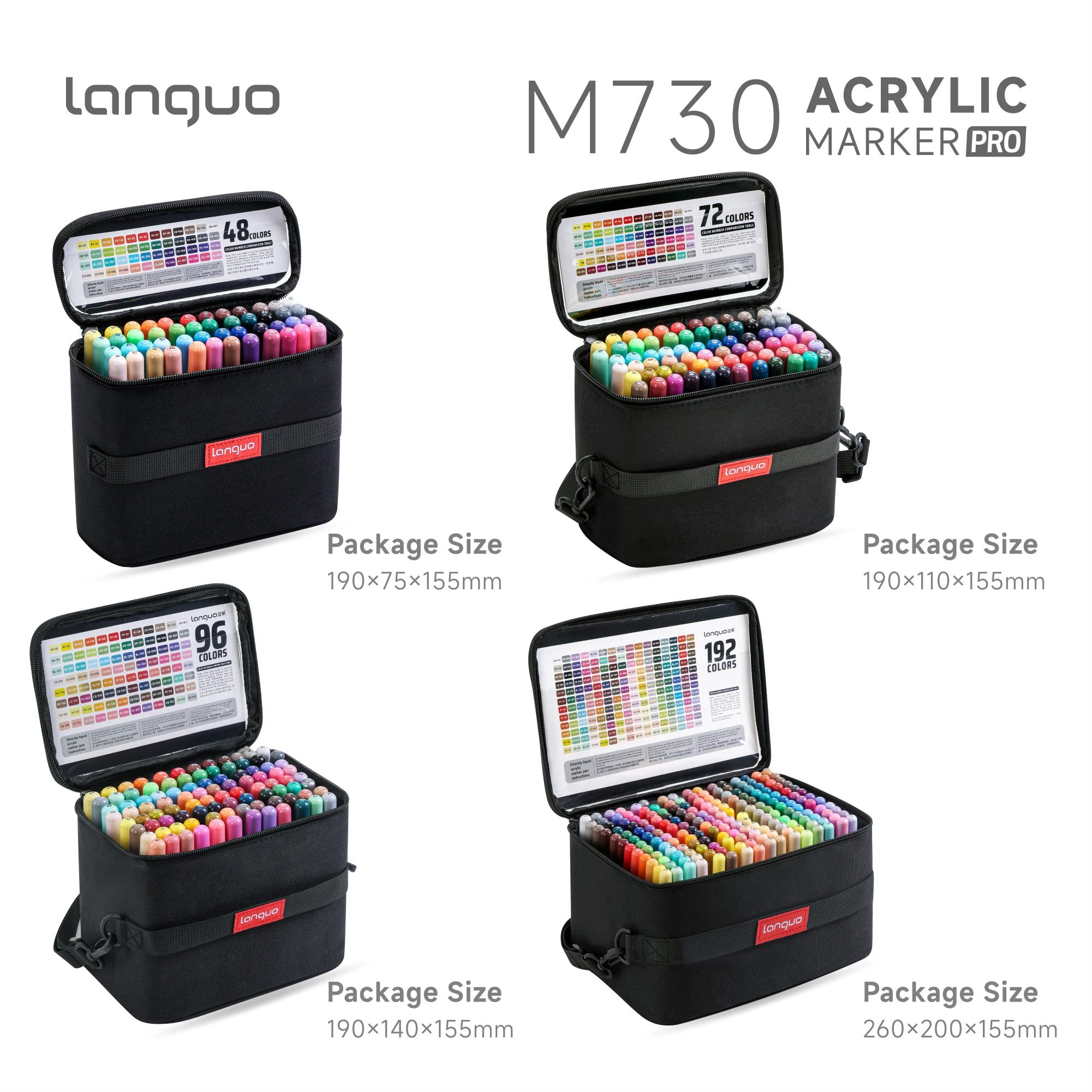 Languo1 Piece 48-426 Color Direct Liquid Soft-Bristle Acrylic Paint Pen, Suitable for Student Art, Professional Painting and Sketching, DIY Graffiti, Footwear, Shirts, Waterproof and Non-Bleeding Paper, Stackable Colored Markers, Coloring Pens
