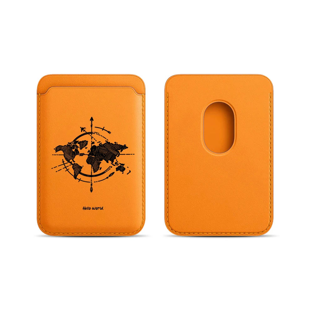 Minimalistisches Weltkarten-Leder-Kartenetui Handy-Kartenhalter für Magnetische Hülle Geeignet für alle iPhone Magsafe Karten-Handy-Rückseiten-Taschen – Detail 10