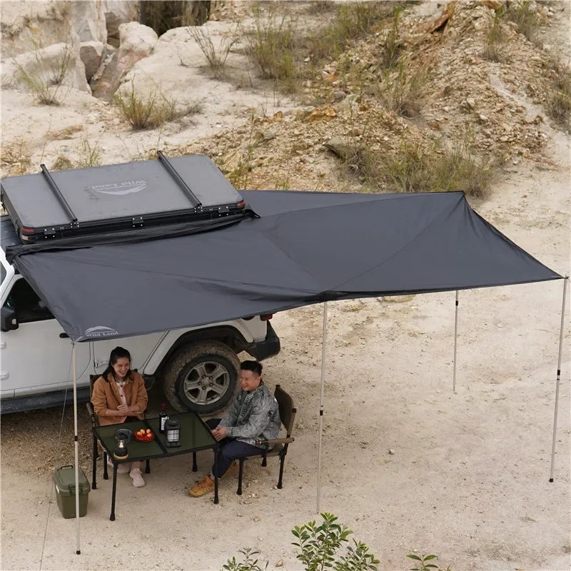 4WD Outdoor Vehicle Tent Sun Shelter Car Side 270 Degree Big Room Truck Awning for Off-Road Camping for SUV Roof Rack