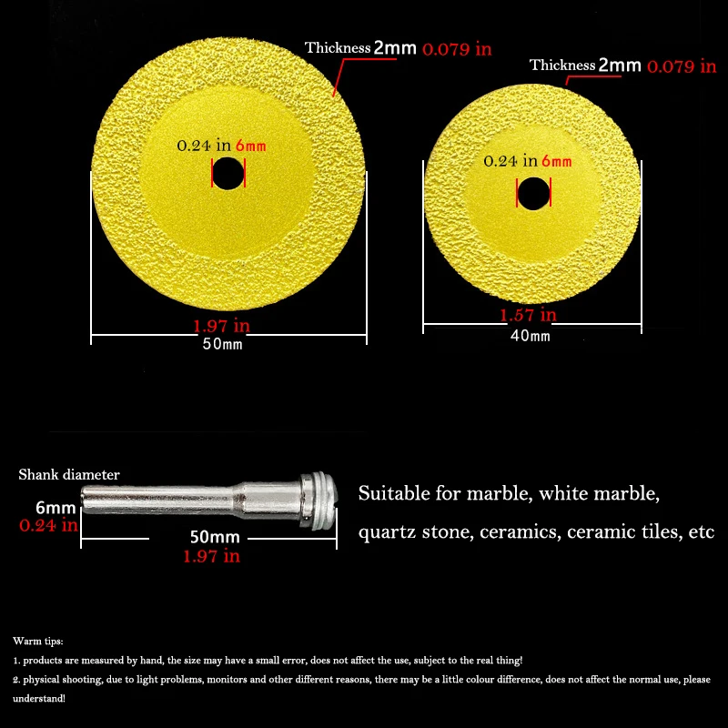 40/50mm Brazed Diamond Drill Saw Blade Set Marble Jade Ceramic Engraving Blade Cutting Blade Disc Grinder Rotary Tools Sandpaper