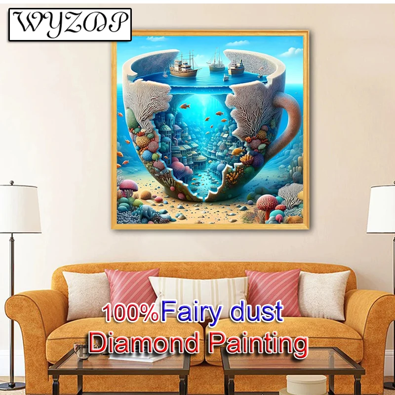 

100% сказочная пыль, алмазная живопись, подводный пейзаж, квадратная мозаика, вышивка, алмазная живопись, полная сказочная пыль, вышивка крестиком, домашний декор