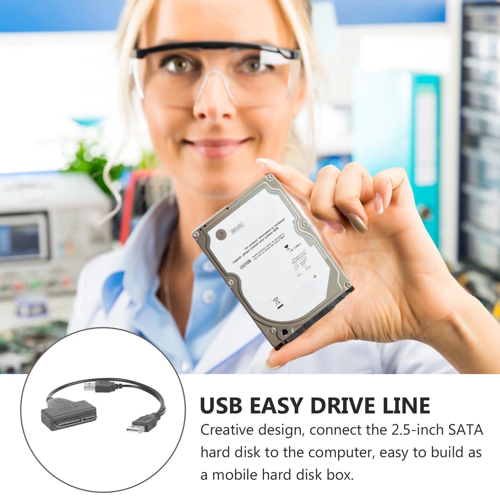 

USB to Data Cable for 2.5-Inch Hard Disk Easy Drive Cable External Hard Drive Adapter Laptop High Speed Backup Line