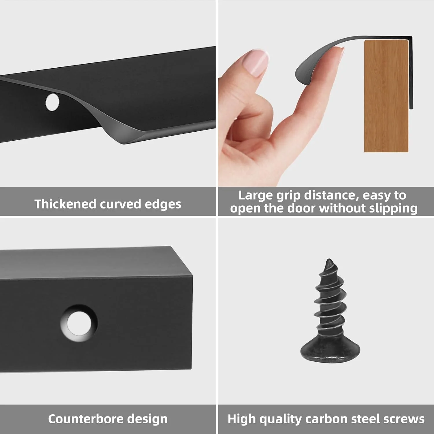 5Pcs Invisible Aluminium Alloy Punch-Free Cabinet Handles Flat Finger Pull Smooth Edge Corrosion-Resistant for Drawers Wardrobes