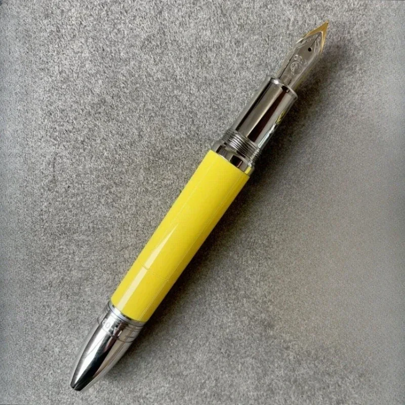Pluma estilográfica Mb de pistón amarillo, punta de hoja dorada/plateada M, bolígrafo de tinta de 0,7mm, buena estanqueidad de Gas para negocios, regalos de escritura suave