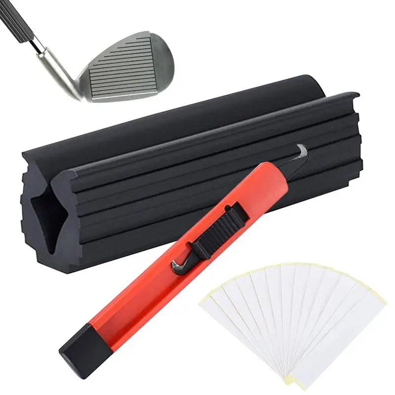 Golf Regripping Kit with Golf Hook Blade Grip Tape Stripes Rubber Vise Clamp Golf Club Regripping Station Golf Club Regripping