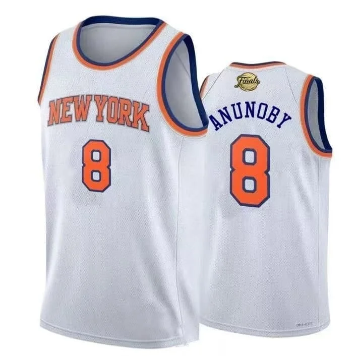 Men Anunoby #8 New York Basketball Jersey Blue Vintage Sleeveless VestTraining Basketball Jersey  Family Matching