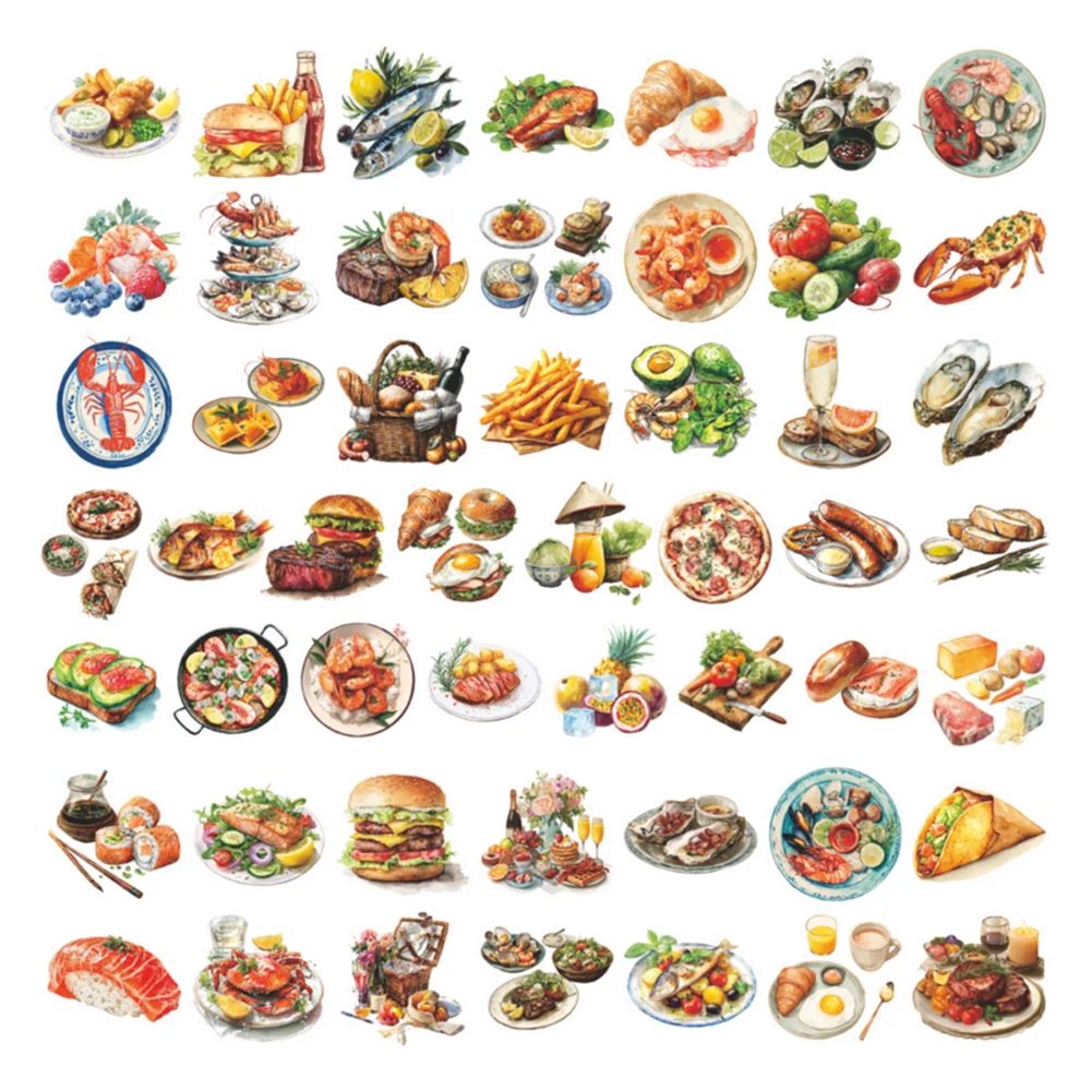 

10/30/50pcs Realistic Food Graffiti Stickers Delicious Burger Seafood Pizza Cartoon Sticker Luggage Notebook Phone Decals Gifts
