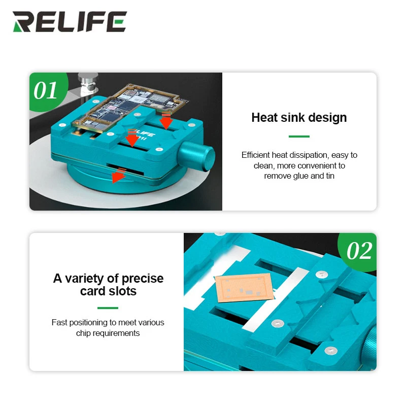 RELIFE RL-601I Mini apparecchio rotante apparecchio PCB multifunzionale per telefono cellulare per scheda madre elettronica Chip BGA Tin Planting Jig