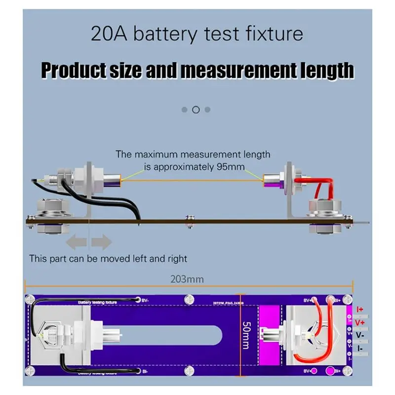 New 20A 4-Wrie Battery Tests Stand 18650 Internal Resistance Capacity Tester Fixture Current Voltage Meter Detection BOX-ABFB
