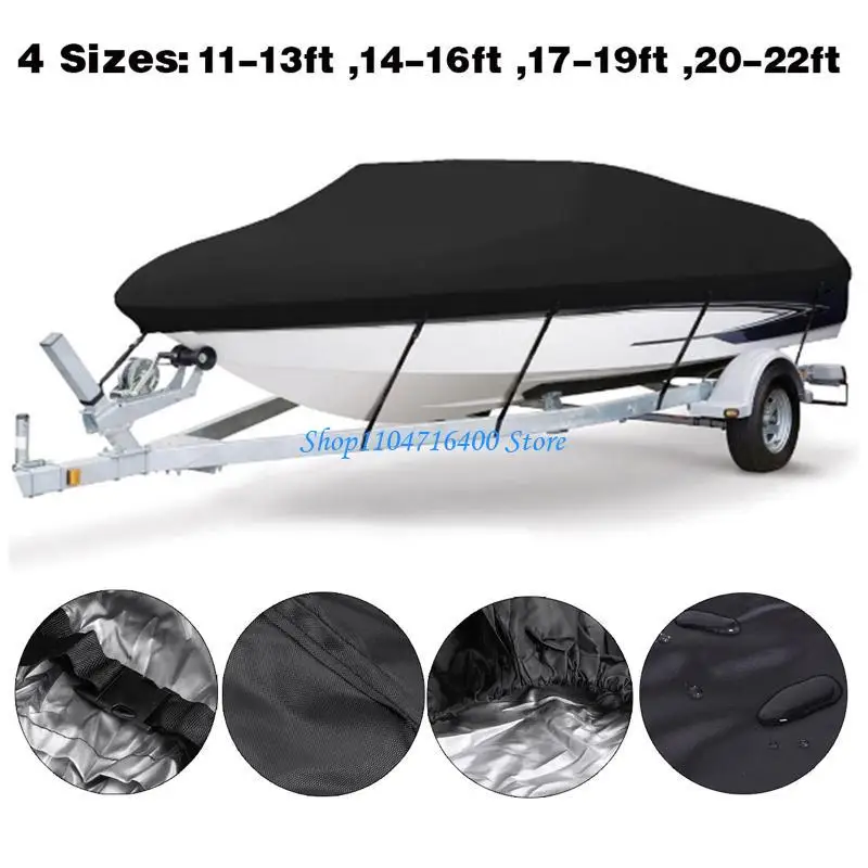 

y1gd Trailerable Boat Cover Waterproof UV Resistant Fits V-Hull Runabout Fishing Boat