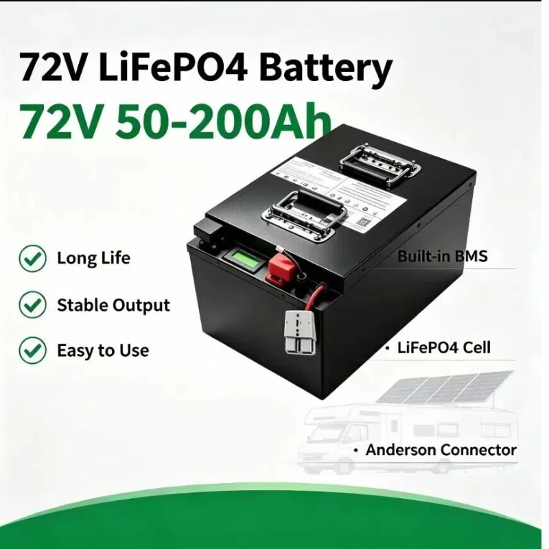 72V Lifepo4 50Ah -200Ah Lithium Battery for Scooter Motorcycle Tricycle Electric Four-Wheels Car