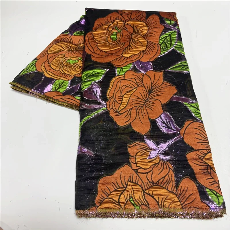 

Африканская парча, жаккардовая кружевная ткань, высокое качество, 5 ярдов, сетчатая кружевная ткань, французская позолоченная кружевная ткань для свадебного платья 9L6060501