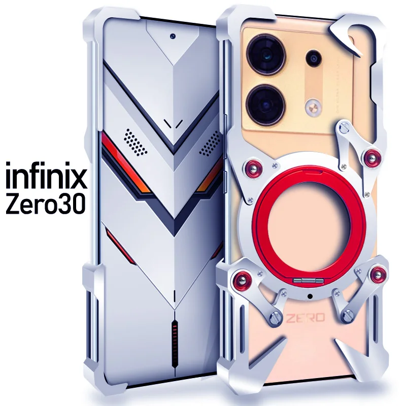 فاخر زيمون معدن جديد ثور الثقيلة درع معدن الألومنيوم جراب هاتف ل انفينيكس GT 10 20 نوت 40 50 برو + عودة Fundas Coques #4