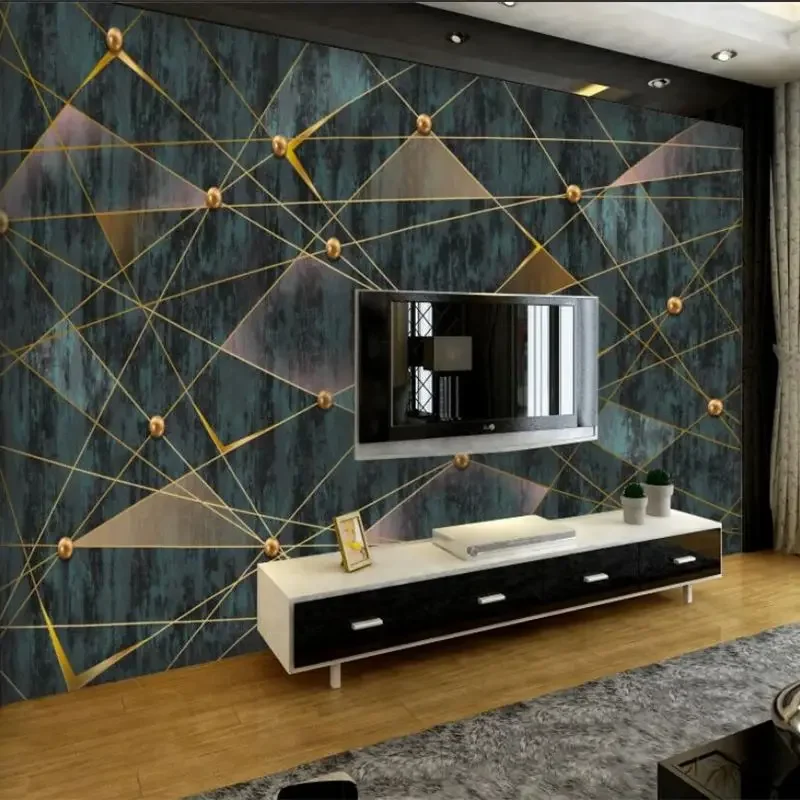 Custom wallpaper 3d mural Nordic minimalist personality abstract geometric line square wall papers geometric lines light luxury