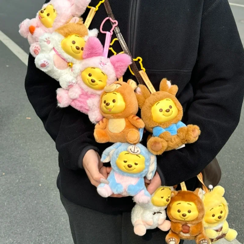 Genuine Disney Winnie The Pooh Naughty Party Series Vinyl Doll Blind Box Bag Pendants Cute Winnie Mystery Box Bag Pendants Gifts