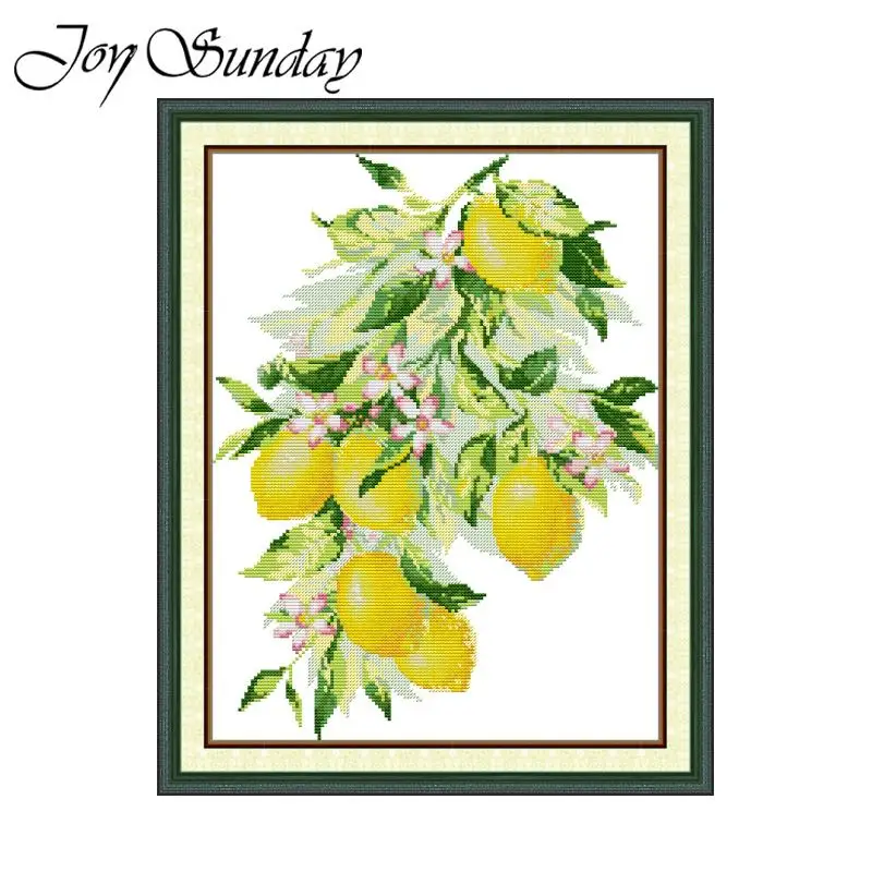 Joy Sunday kit punto croce Bright Lemon HD Pattern stampato tessuto contati Aida 16CT 14CT 11CT Home Decor Set ricamo fai da te