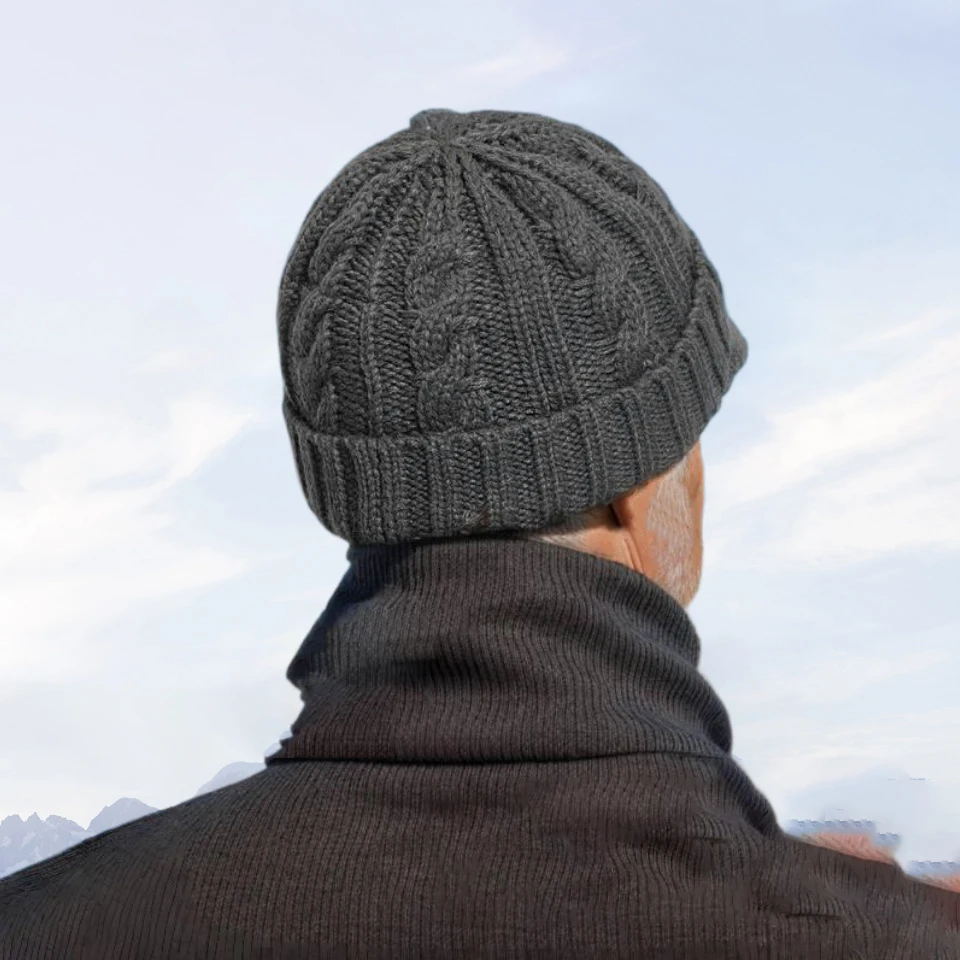 Klassiek Ontwerp Korte Rand Eendenbek Cap Winter Warme Gebreide Muts Volwassenen Mannen Fleece Gevoerde Verdikte Koude Proof Gehoorbescherming hoed