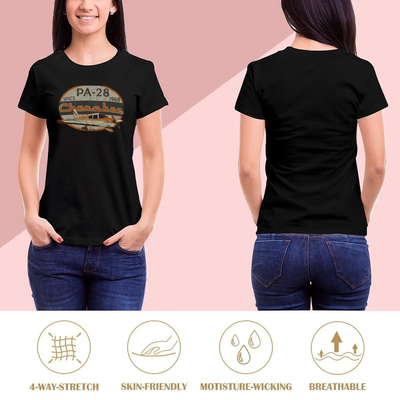 PA-28 Piper Cherokee Since 1960 Retro Vintage Design T-Shirt Blouse Female clothing blacks t-shirts for Women graphic tees funny